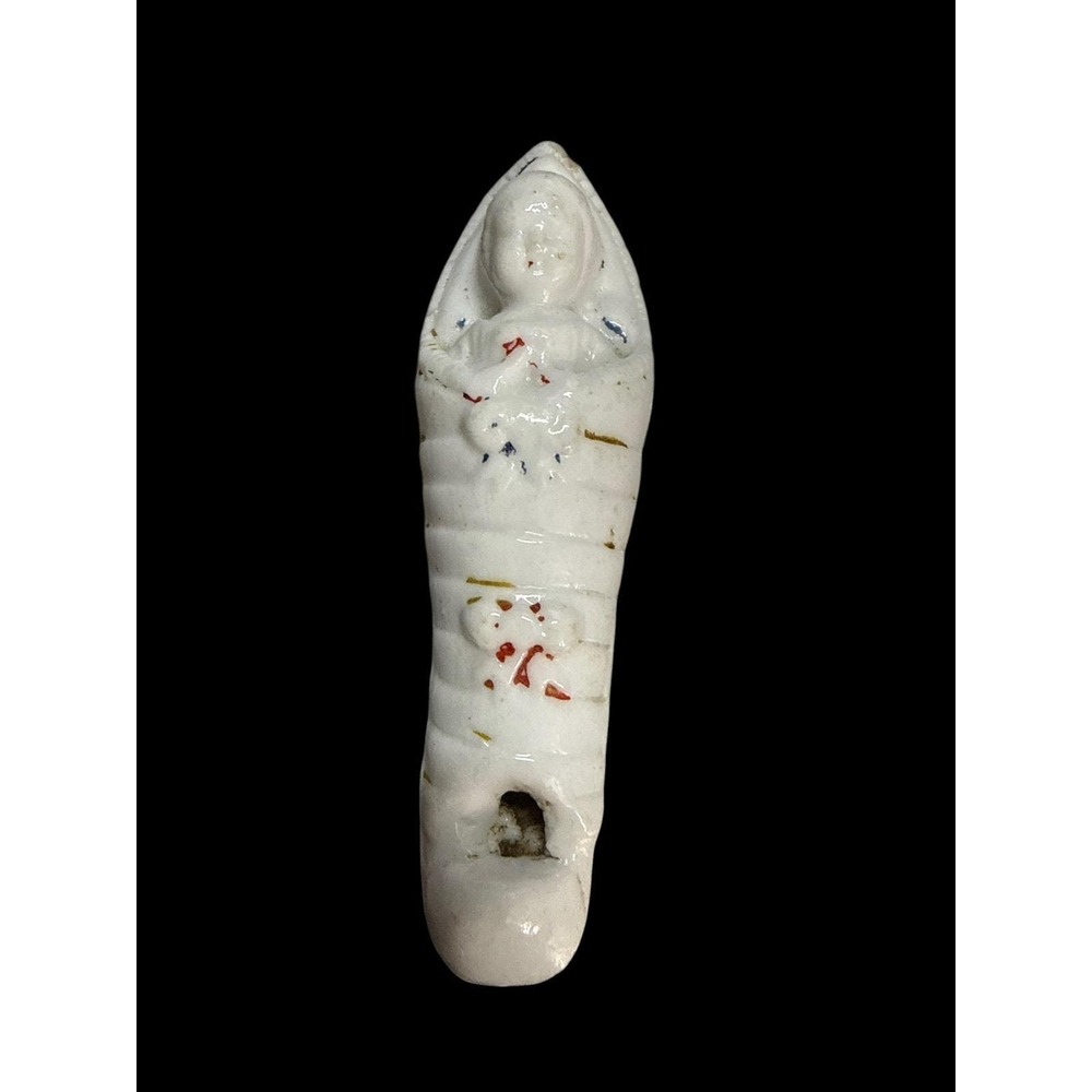 Early Figural Swaddled Baby Papoose  Whistle